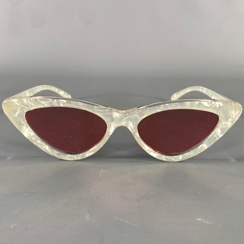 ADAM SELMAN White Acetate Sunglasses